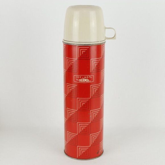 Thermos Vintage Red Plaid Icy-Hot Beverage Container Picnic 3 Piece Set - Picture 10 of 12